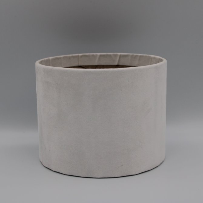Cutie rotunda fara capac invelita in catifea, dimetru 16 cm Alb 2