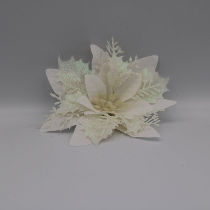 Flori Artificiale Craciunite Diametru 14 cm Alb 2