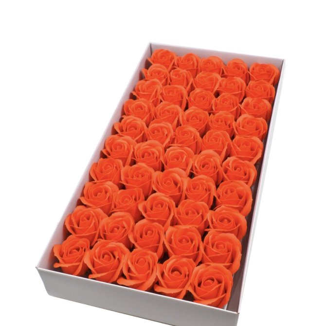 Set 50 trandafiri sapun parfumati, atingere reala,portocaliu intens, calitate premium 1