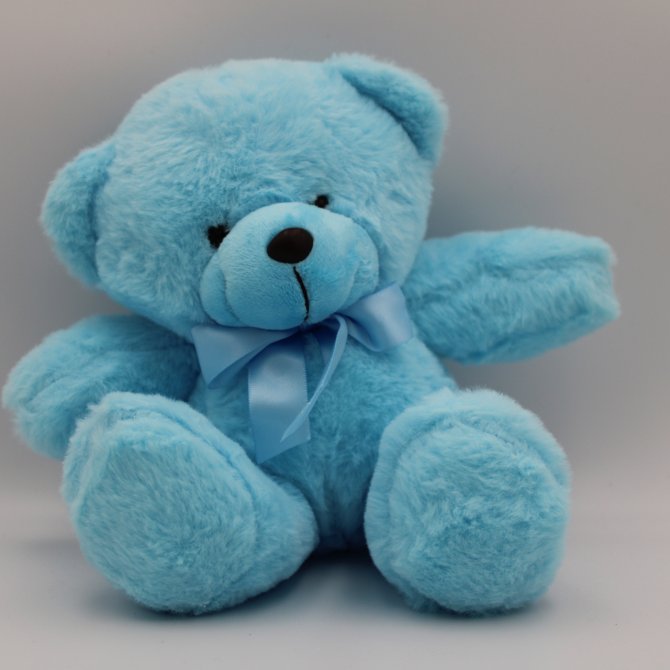 Ursuleț Albastru Din Pluș 18Cm – Cadoul Ideal Pentru Copii, Botez, Ziua Îndrăgostiților Sau Aranjamente Festive